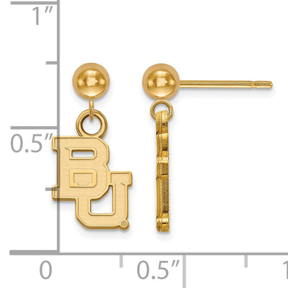 Gold Plated Sterling Silver Logoart Baylor University Bears Dangle Ball Post Earrings