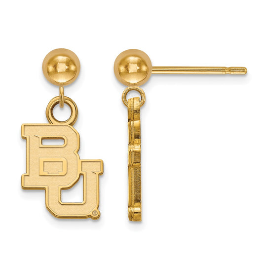 14K Yellow Gold Logoart Baylor University Bears Dangle Ball Post Earrings