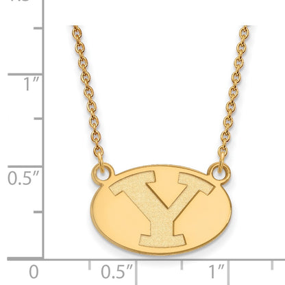 Gold Plated Sterling Silver Logoart Brigham Young University Letter Y Small Pendant 18 Inch Necklace