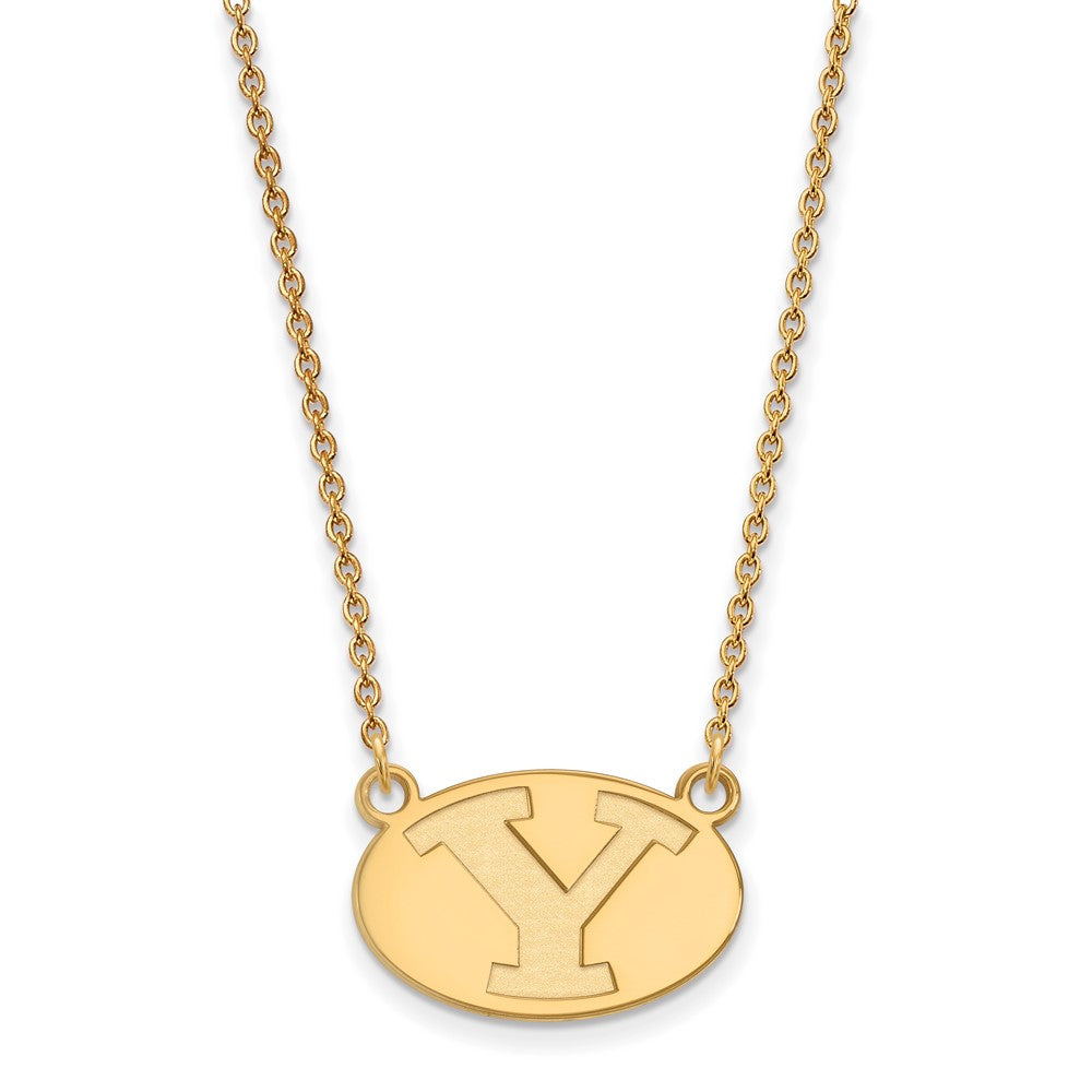 Gold Plated Sterling Silver Logoart Brigham Young University Letter Y Small Pendant 18 Inch Necklace