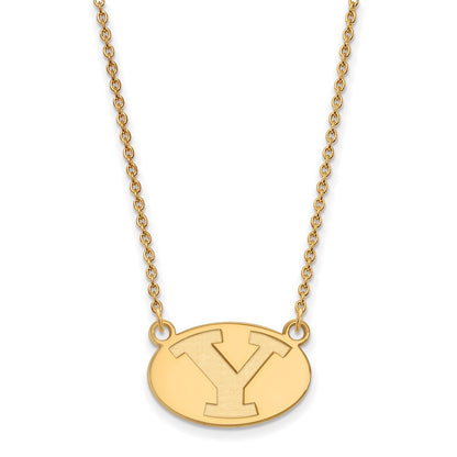 Gold Plated Sterling Silver Logoart Brigham Young University Letter Y Small Pendant 18 Inch Necklace
