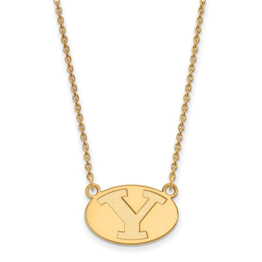 Gold Plated Sterling Silver Logoart Brigham Young University Letter Y Small Pendant 18 Inch Necklace