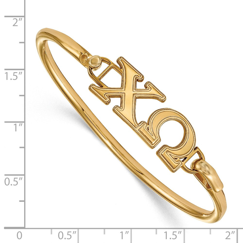 Gold Plated Sterling Silver Gp Logoart Chi Omega Hook And Clasp Bangle