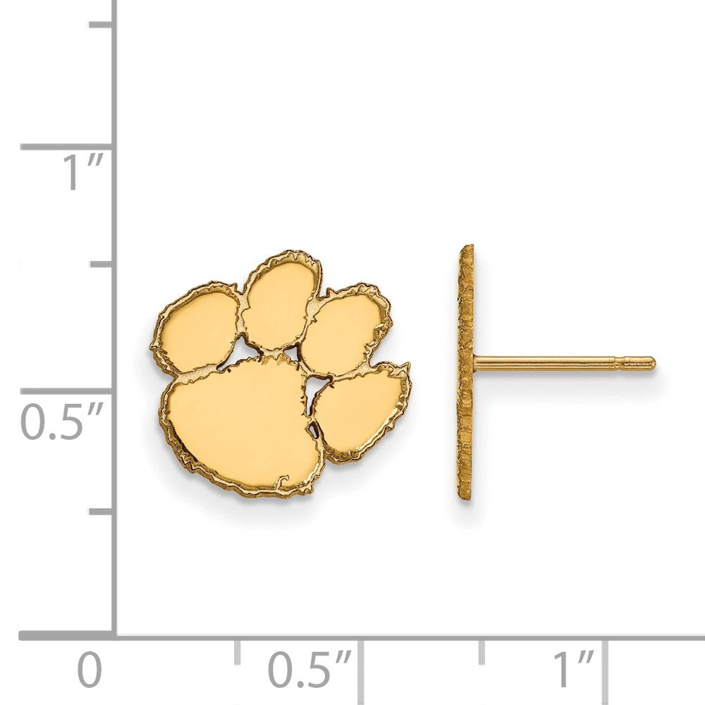 14K Yellow Gold Logoart Clemson University Tiger Paw Small Post Earrings