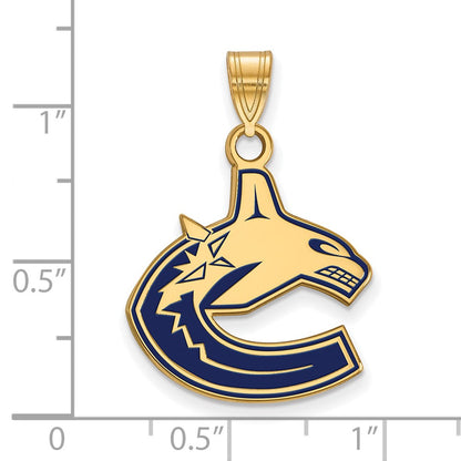 Gold Plated Sterling Silver Nhl Logoart Vancouver Canucks Large Enameled Pendant