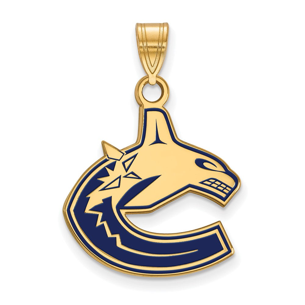 Gold Plated Sterling Silver Nhl Logoart Vancouver Canucks Large Enameled Pendant