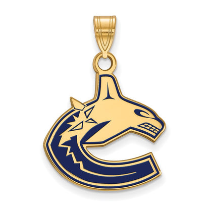 Gold Plated Sterling Silver Nhl Logoart Vancouver Canucks Large Enameled Pendant