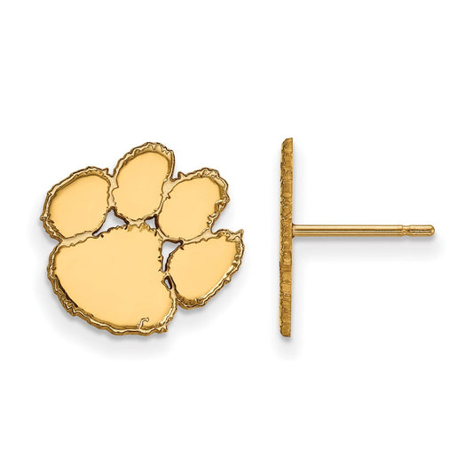 10K Yellow Gold Logoart Clemson University Tiger Paw Small Post Earrings