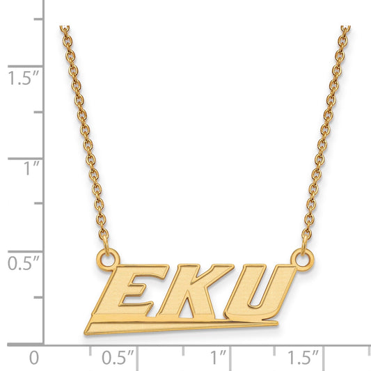 14K Yellow Gold Logoart Eastern Kentucky University E K U Small Pendant 18 Inch Necklace