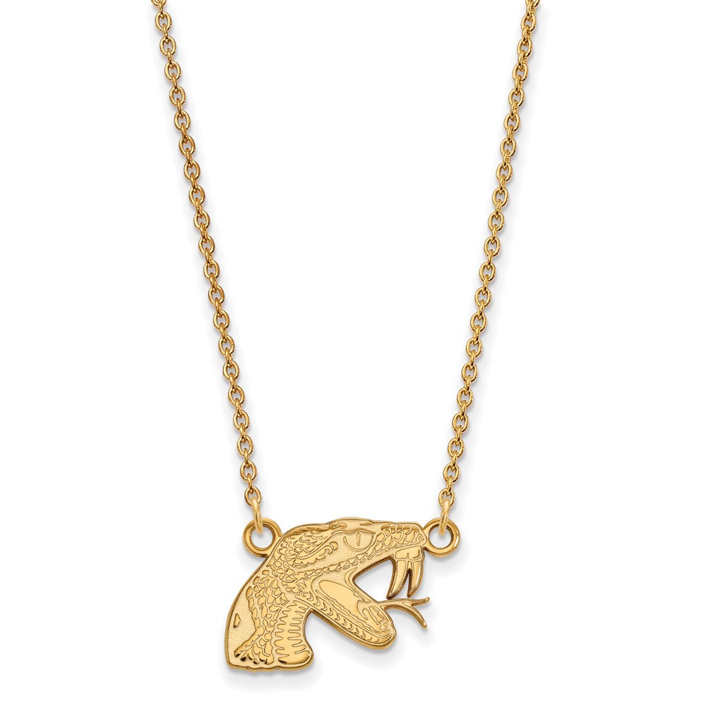 14K Yellow Gold Logoart Florida A And M University Rattler Small Pendant 18 Inch Necklace