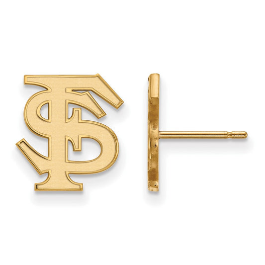 Gold Plated Sterling Silver Logoart Florida State University F S Small Post Earrings