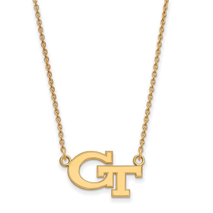 Gold Plated Sterling Silver Logoart Georgia Institute Of Technology G T Small Pendant 18 Inch Necklace