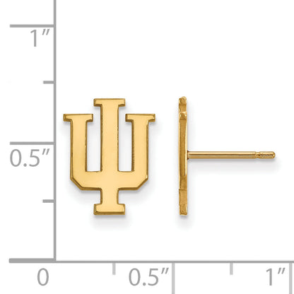 Gold Plated Sterling Silver Logoart Indiana University I U Small Post Earrings