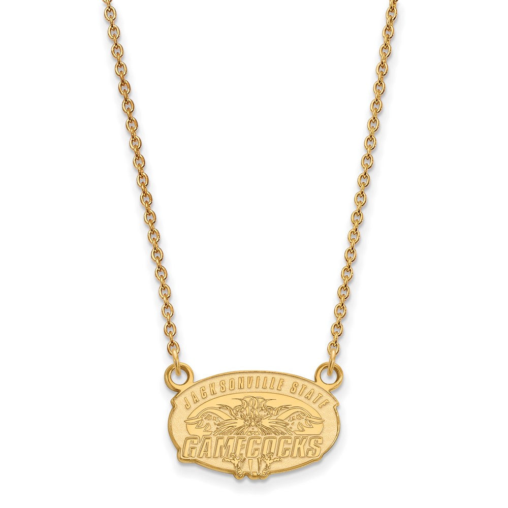 Gold Plated Sterling Silver Logoart Jacksonville State U. Small Pendant 18 Inch Necklace