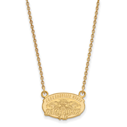 10K Yellow Gold Logoart Jacksonville State University Small Pendant 18 Inch Necklace