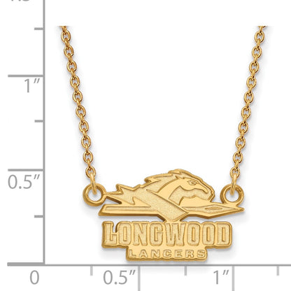 14K Yellow Gold Logoart Longwood University Lancers Small Pendant 18 Inch Necklace