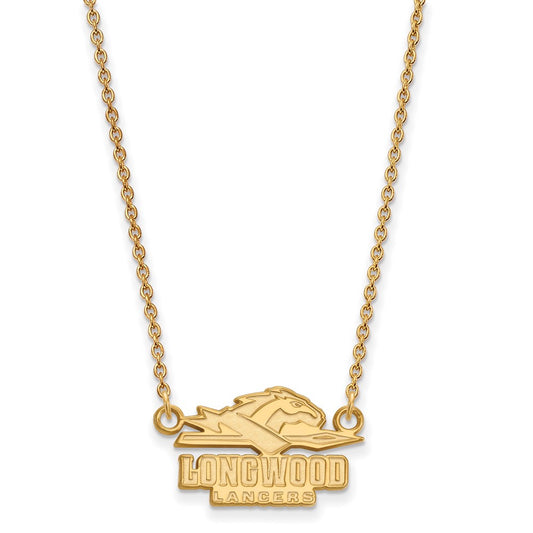Gold Plated Sterling Silver Logoart Longwood University Lancers Small Pendant 18 Inch Necklace
