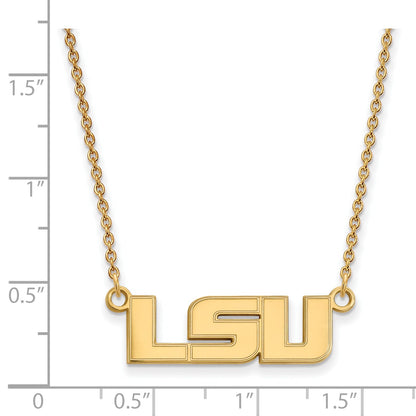 Gold Plated Sterling Silver Logoart Louisiana State University L S U Small Pendant 18 Inch Necklace