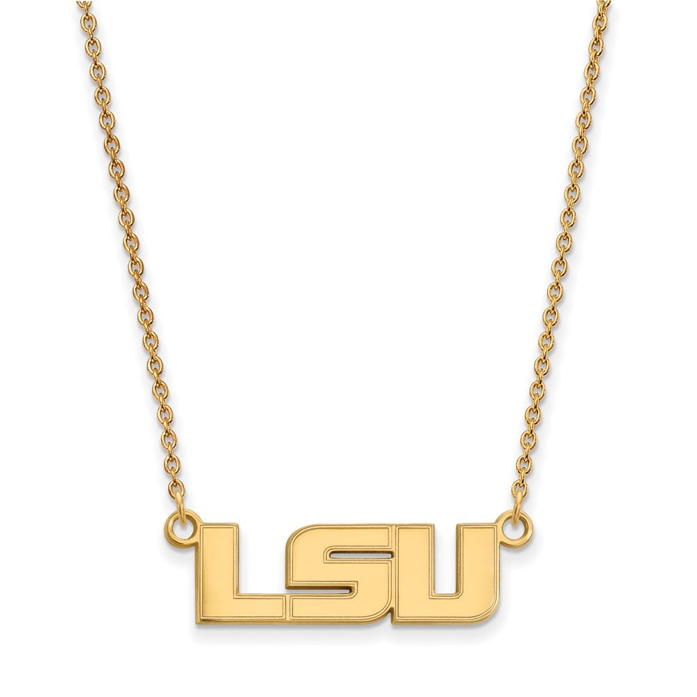 10K Yellow Gold Logoart Louisiana State University L S U Small Pendant 18 Inch Necklace