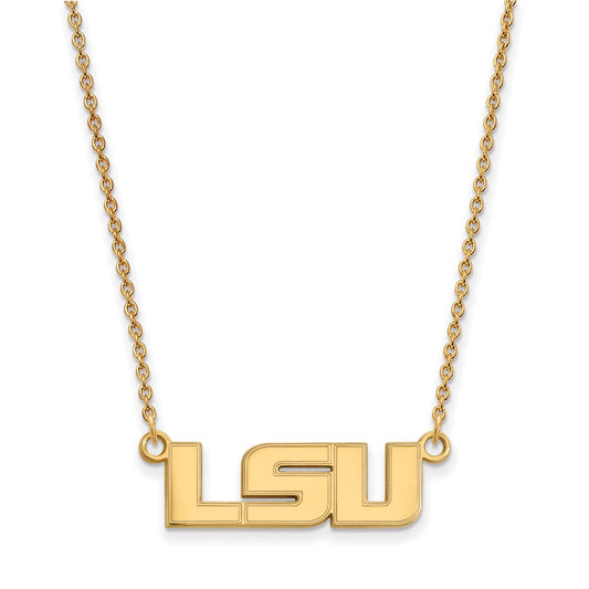 10K Yellow Gold Logoart Louisiana State University L S U Small Pendant 18 Inch Necklace