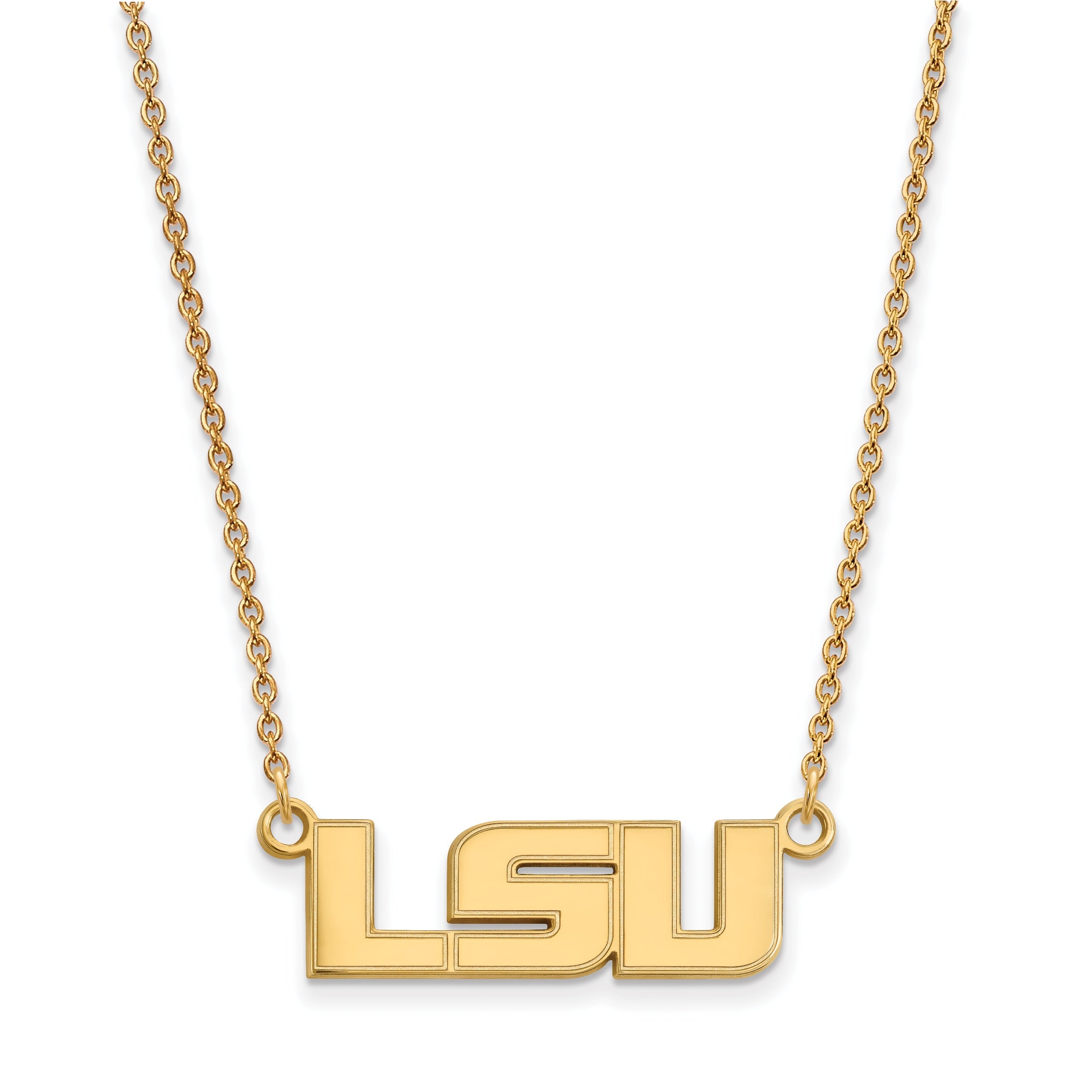 Gold Plated Sterling Silver Logoart Louisiana State University L S U Small Pendant 18 Inch Necklace