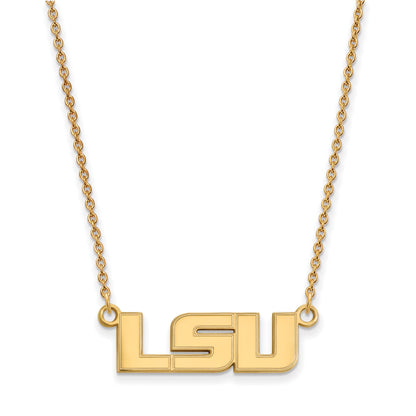 Gold Plated Sterling Silver Logoart Louisiana State University L S U Small Pendant 18 Inch Necklace