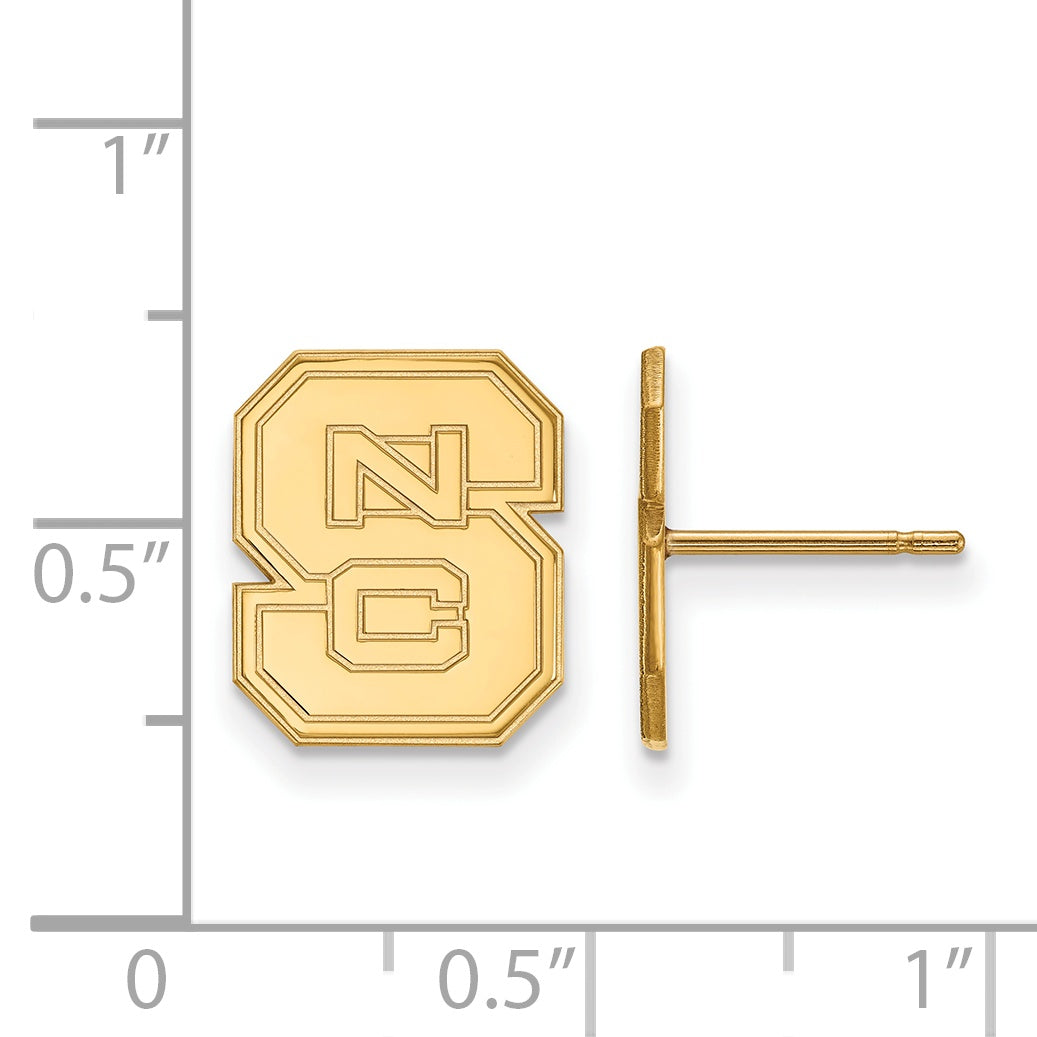 Gold Plated Sterling Silver Logoart North Carolina State University N C S Small Post Earrings