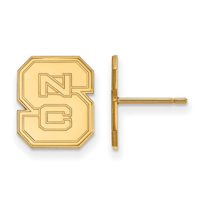 10K Yellow Gold Logoart North Carolina State University N C S Small Post Earrings