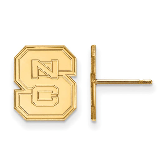 10K Yellow Gold Logoart North Carolina State University N C S Small Post Earrings