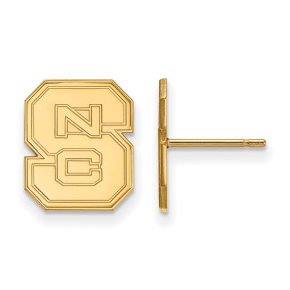 14K Yellow Gold Logoart North Carolina State University N C S Small Post Earrings
