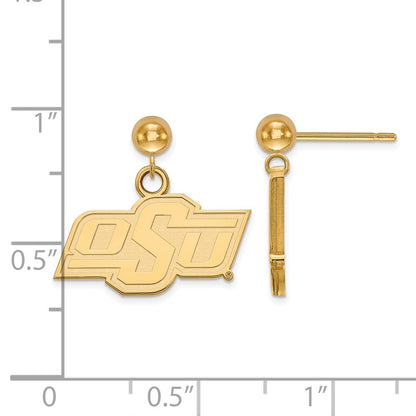 Gold Plated Sterling Silver Logoart Oklahoma State University O S U Dangle Ball Post Earrings