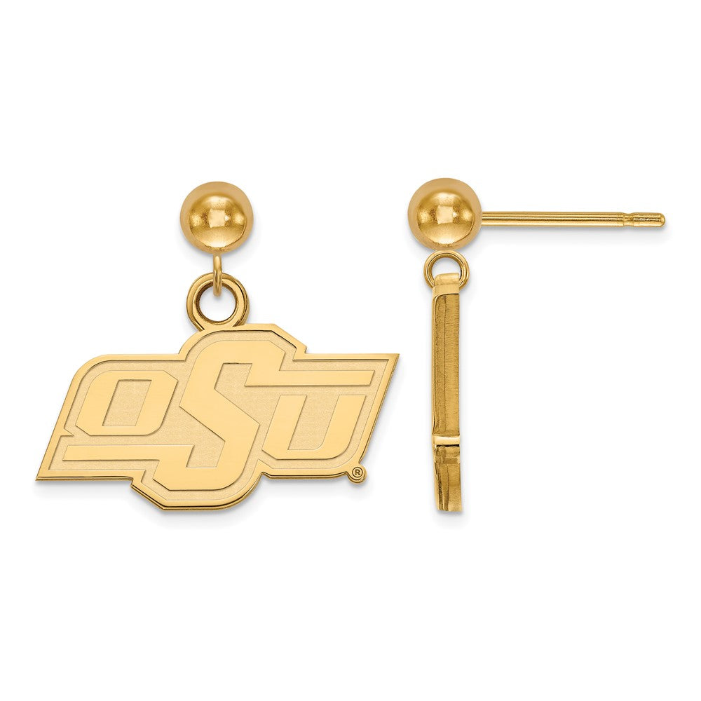 Gold Plated Sterling Silver Logoart Oklahoma State University O S U Dangle Ball Post Earrings