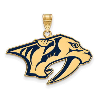 Gold Plated Sterling Silver Nhl Logoart Nashville Predators Large Enameled Pendant