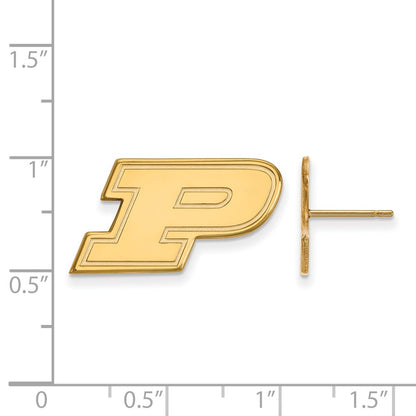 Gold Plated Sterling Silver Logoart Purdue University Letter P Small Post Earrings