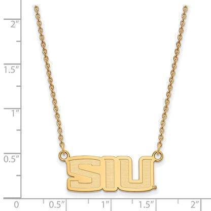 Gold Plated Sterling Silver Logoart Southern Illinois University S I U Small Pendant 18 Inch Necklace