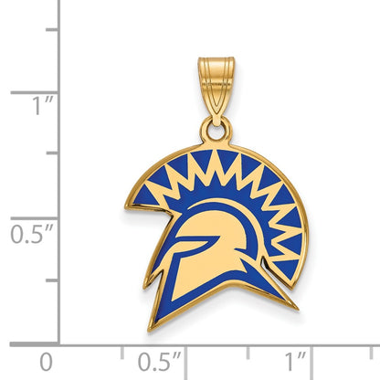 Gold Plated Sterling Silver Logoart San Jose State University Spartan Large Enameled Pendant