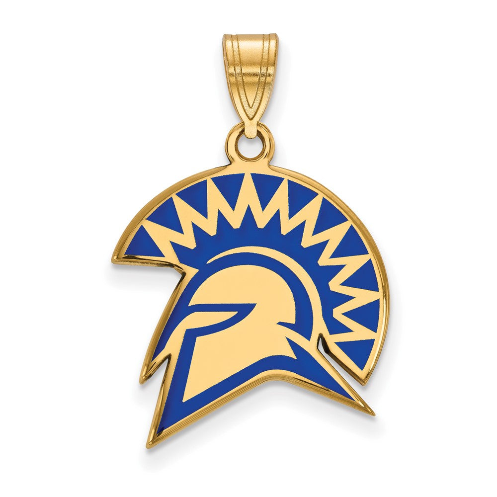 Gold Plated Sterling Silver Logoart San Jose State University Spartan Large Enameled Pendant