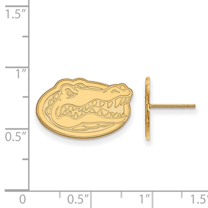 Gold Plated Sterling Silver Logoart University Of Florida Gator Small Post Earrings