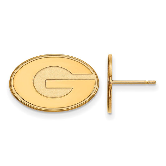 Gold Plated Sterling Silver Logoart University Of Georgia Letter G Small Post Earrings