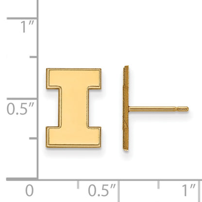 10K Yellow Gold Logoart University Of Illinois Letter I Small Post Earrings