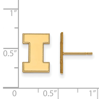 14K Yellow Gold Logoart University Of Illinois Letter I Small Post Earrings