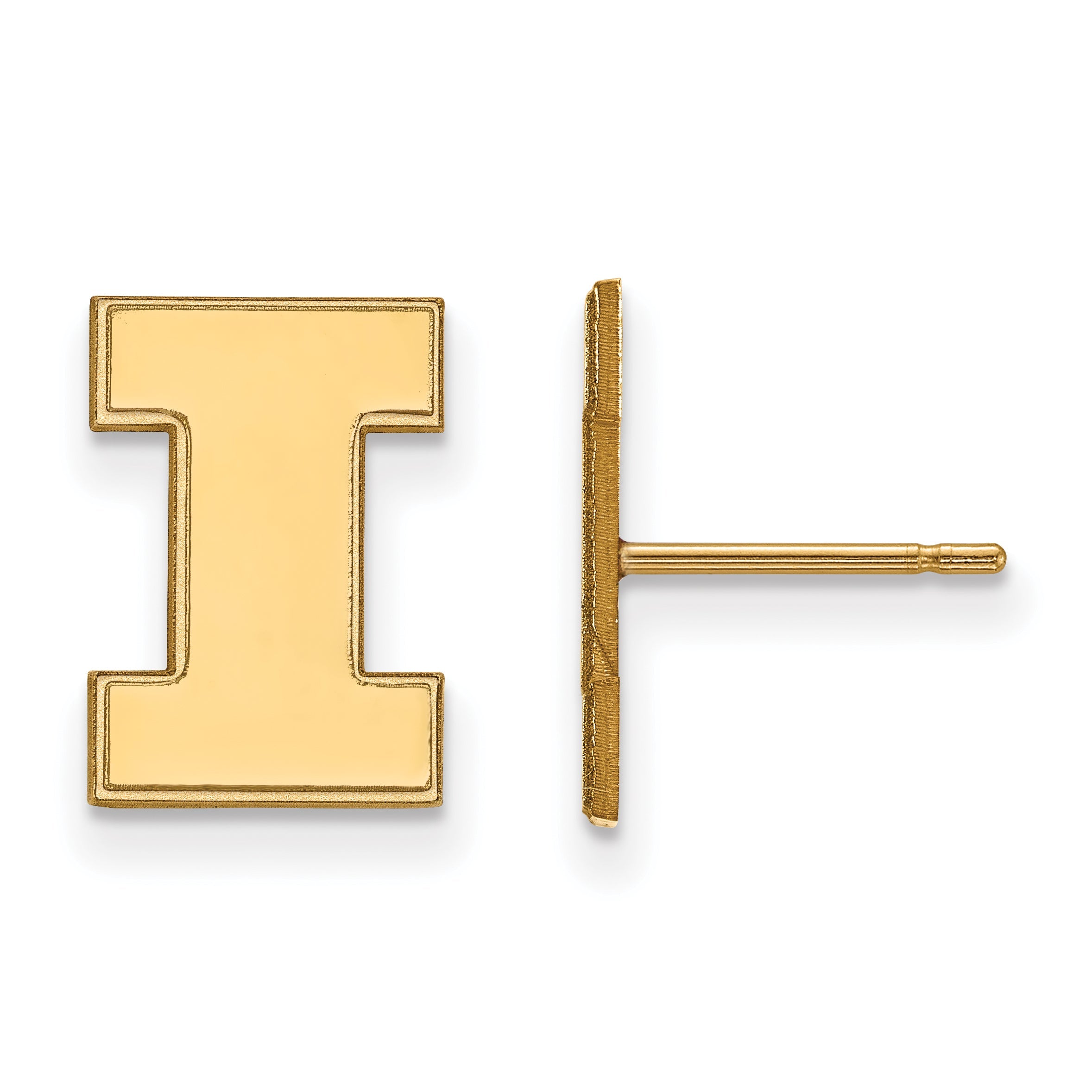 14K Yellow Gold Logoart University Of Illinois Letter I Small Post Earrings