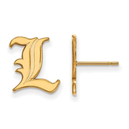 10K Yellow Gold Logoart University Of Louisville Letter L Small Post Earrings