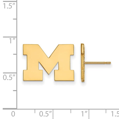 10K Yellow Gold Logoart University Of Michigan Letter M Small Post Earrings
