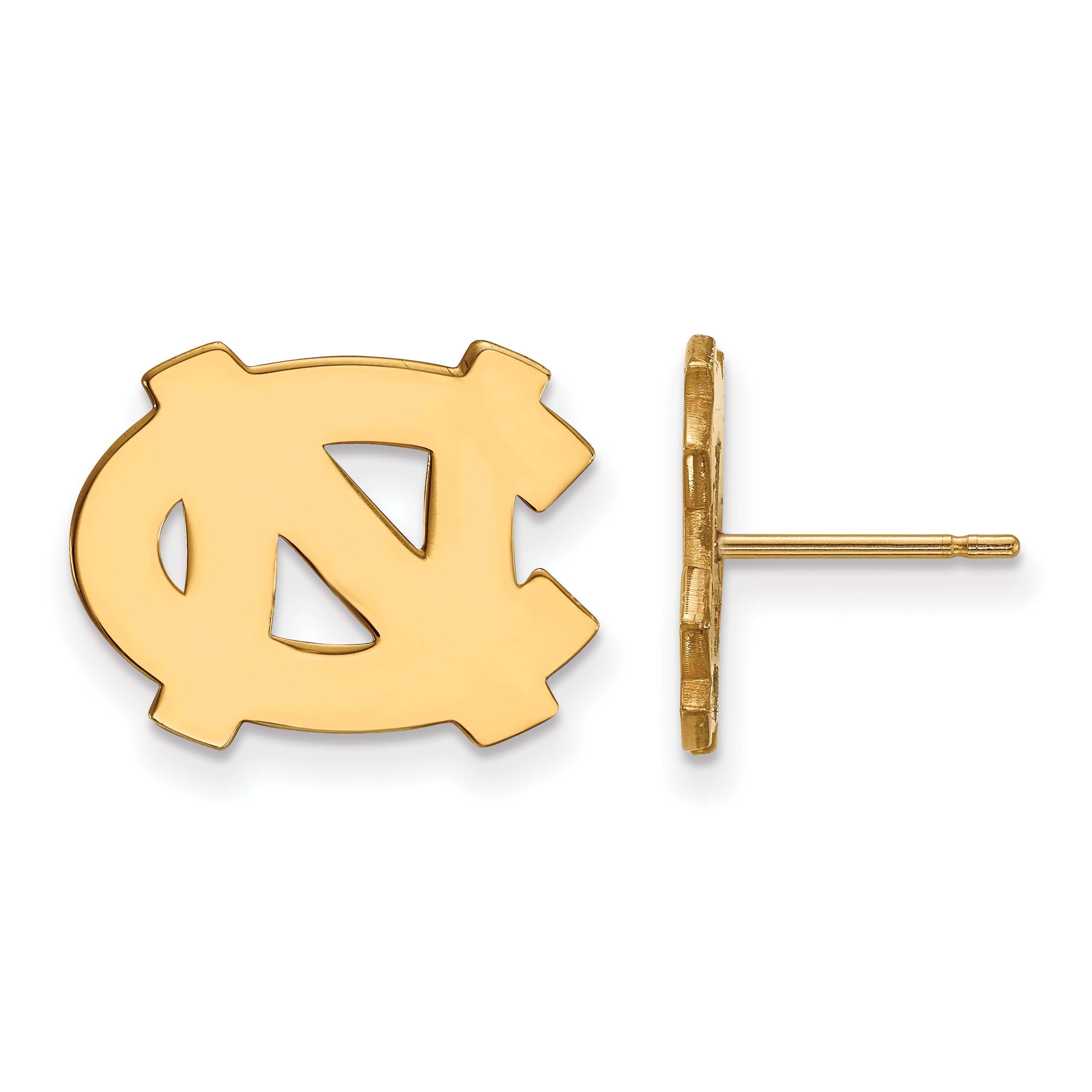 14K Yellow Gold Logoart University Of North Carolina N C Small Post Earrings