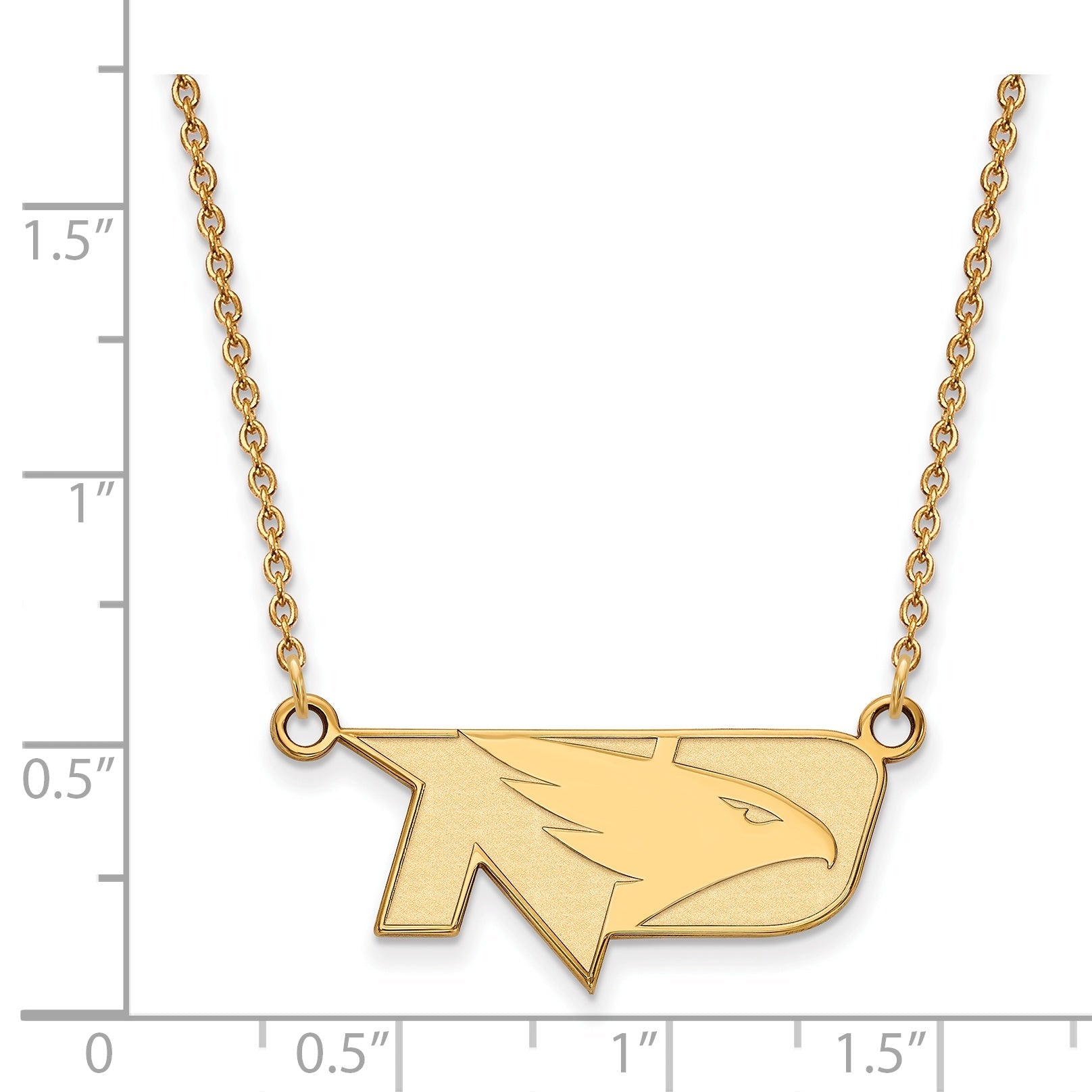 Gold Plated Sterling Silver Logoart University Of North Dakota Small Pendant 18 Inch Necklace