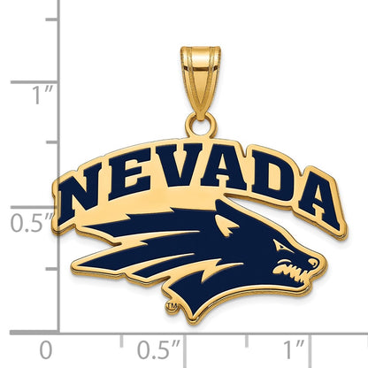 Gold Plated Sterling Silver Logoart University Of Nevada Reno Large Enameled Pendant