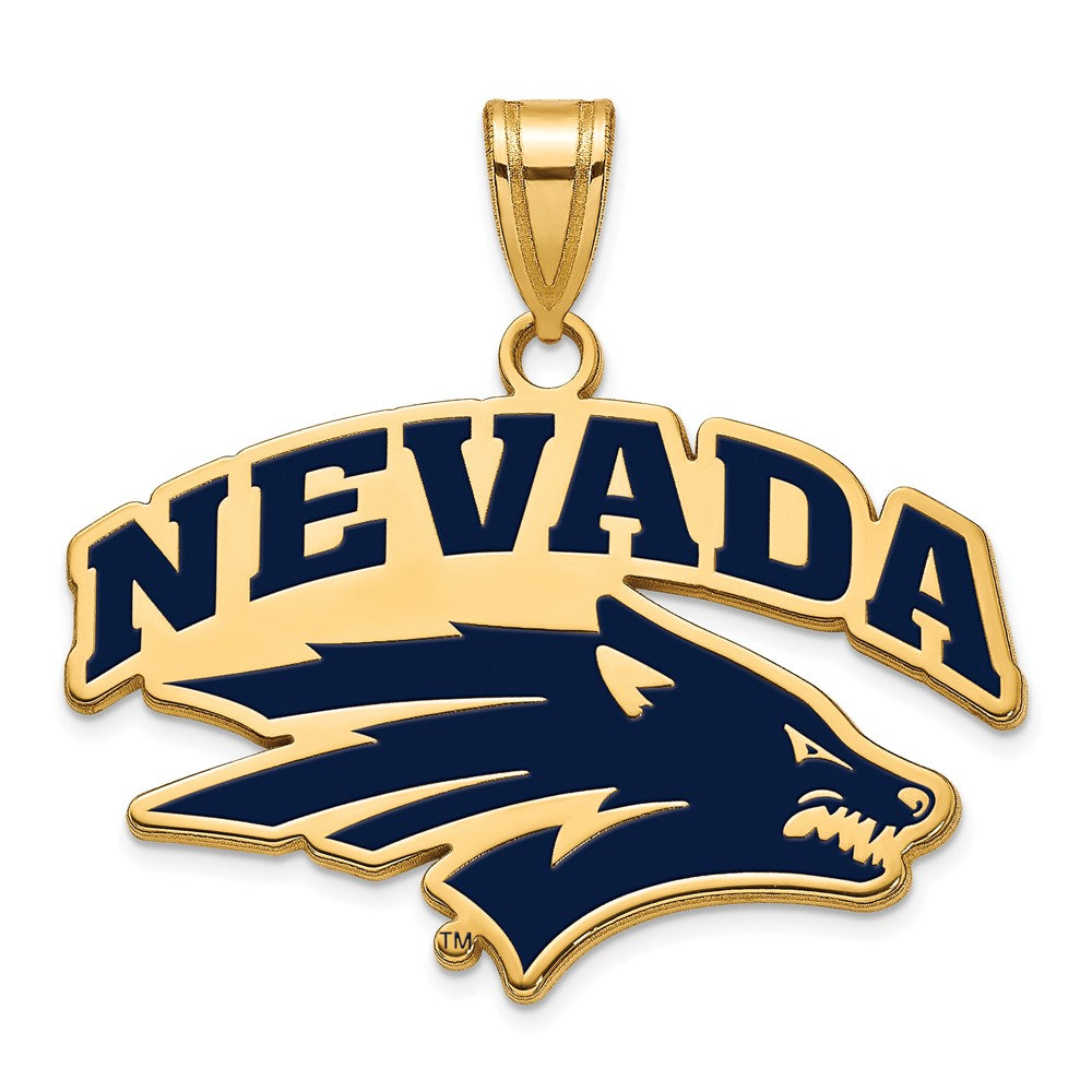 Gold Plated Sterling Silver Logoart University Of Nevada Reno Large Enameled Pendant