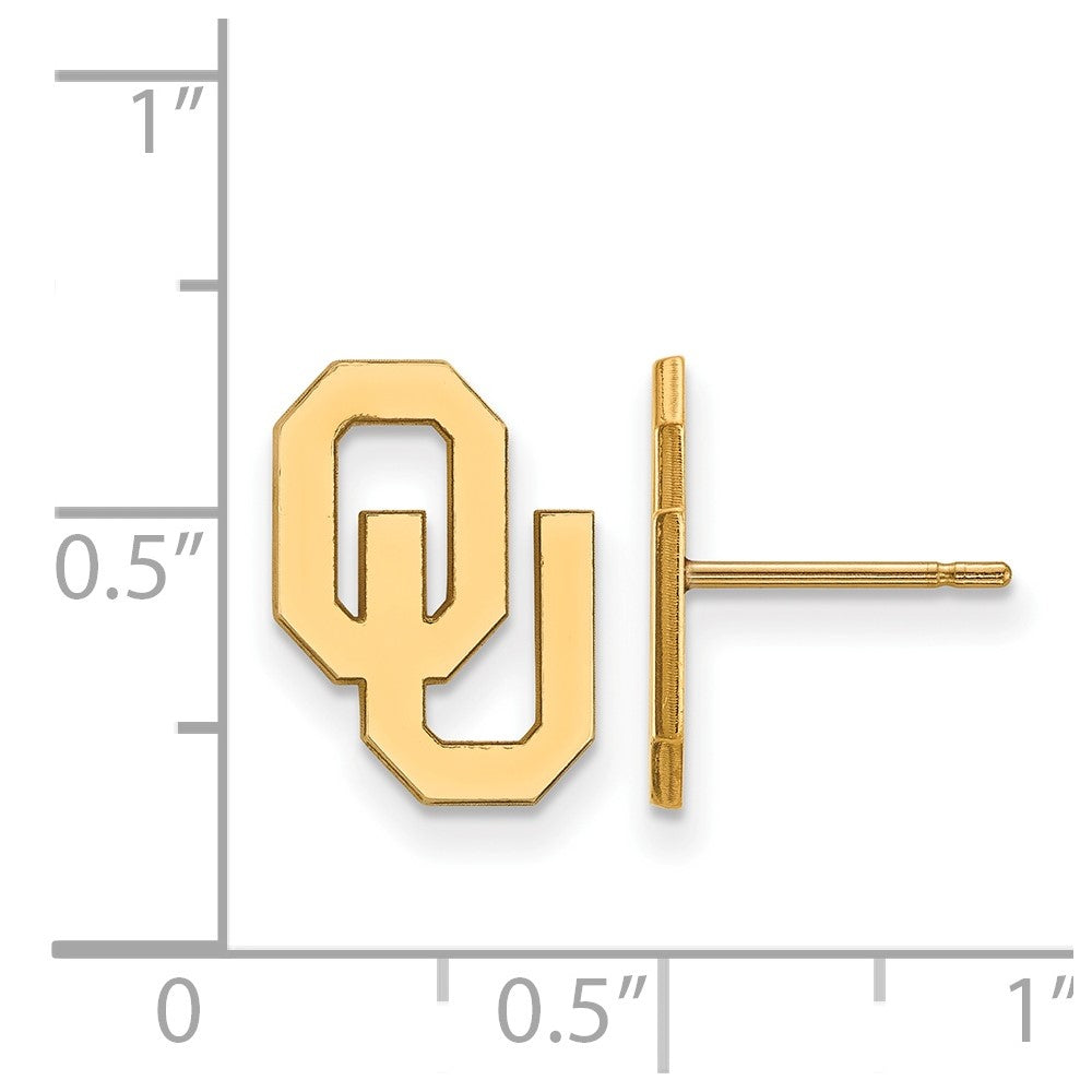10K Yellow Gold Logoart University Of Oklahoma O U Small Post Earrings