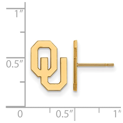 10K Yellow Gold Logoart University Of Oklahoma O U Small Post Earrings